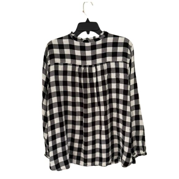 Terra & Sky Black White Gingham Blouse 2X - Picture 3 of 3